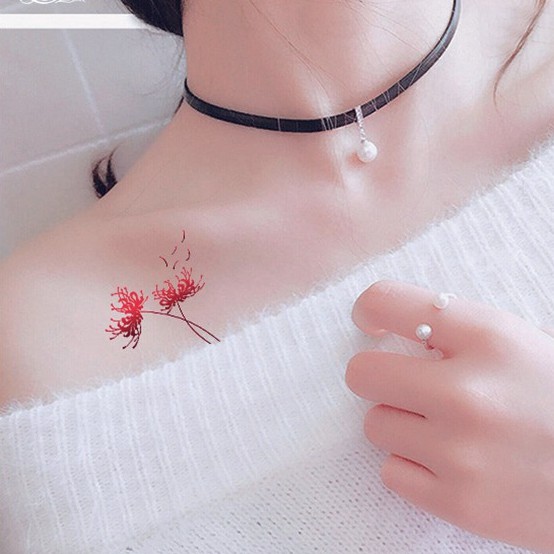 Hình xăm dán hoa bỉ ngạn mini JULLY Tattoo chất, xăm tạm thời 15 ngày chống nước, tặng kèm 1 mếng tẩy xăm cho đơn từ 20k