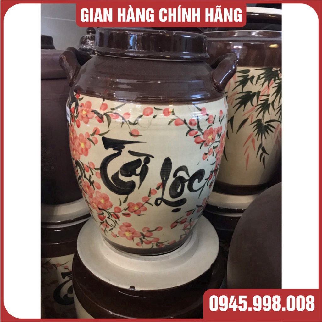 [SALE LỖ] HŨ ĐỰNG GẠO BẰNG SỨ VẼ HOA ANH ĐÀO - HÀNG CAO CẤP GỐM SỨ BÁT TRÀNG- HŨ CÓ QUAI CẦM TIỆN LỢI - XƯỞNG GỐM VIỆT