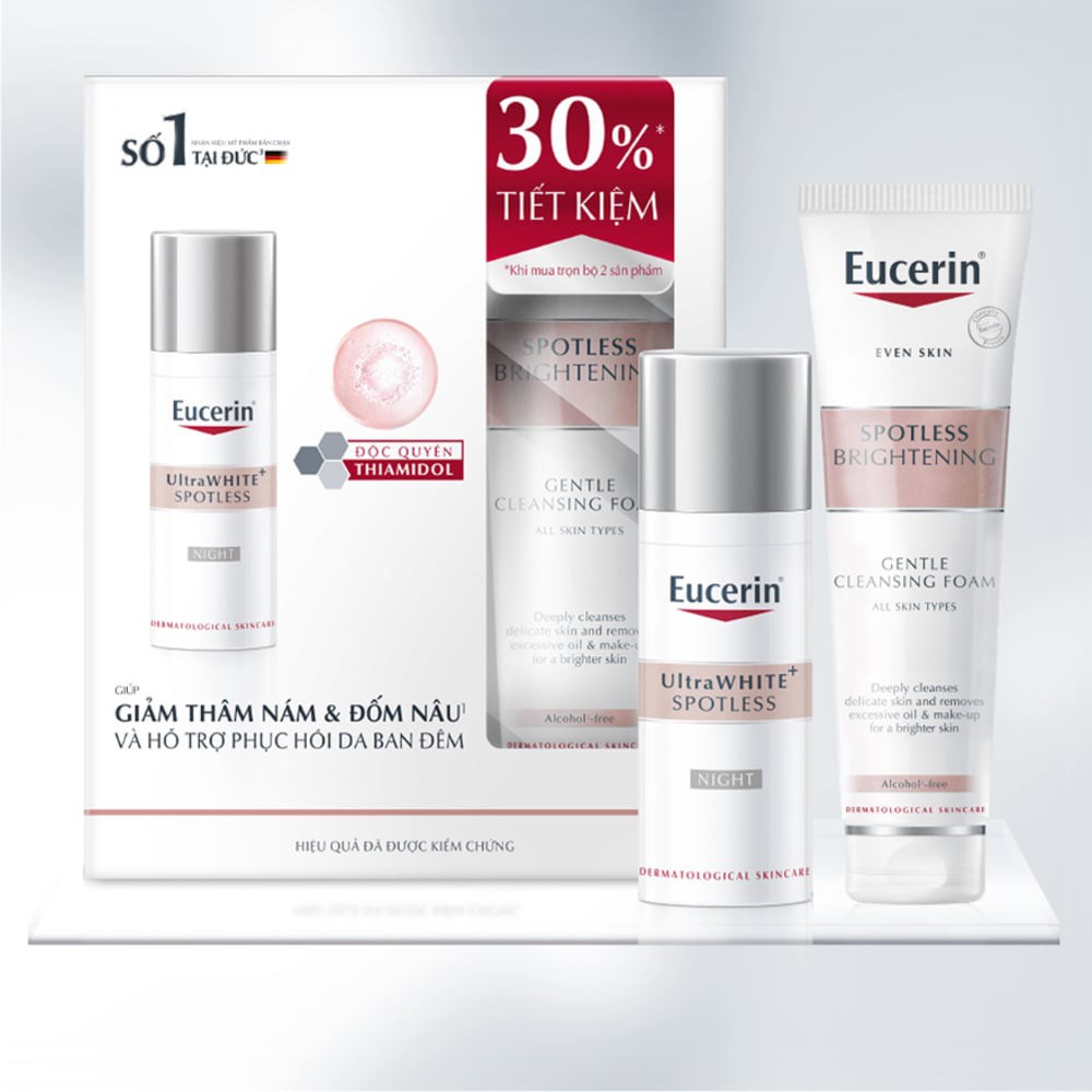 Set Eucerin Sáng Da (Kem Dưỡng Đêm Ultrawhite Spotless 50ml + Sữa Rửa Mặt Ultrawhite Spotless 150g)