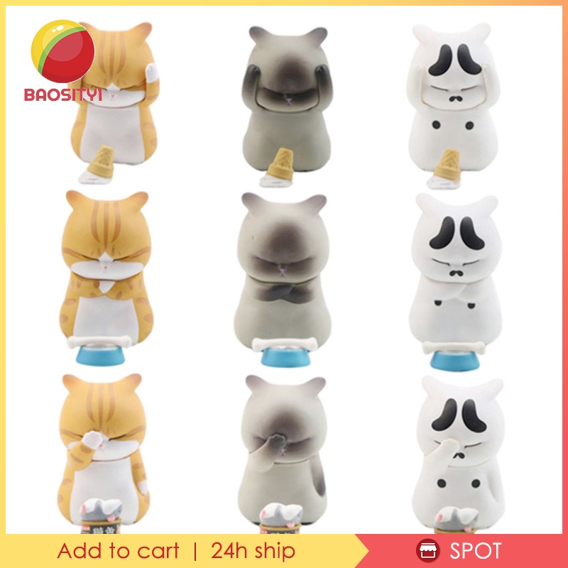 Set 1 / 9 Mô Hình Mèo Hoạt Hình Biểu Cảm Khuôn Mặt Đáng Yêu Cho Bé