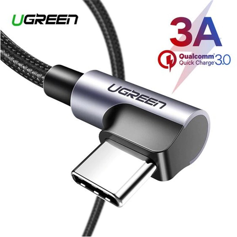 Dây cáp sạc nhanh giao diện USB Type - C 3A thiết kế xoay 90 độ cho Android Samsung Huawei Xiaomi LG Google BlackBerrey