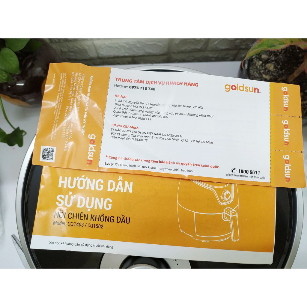 Nồi Chiên Không Dầu Goldsun CQ1502 dung tích 4,5 Lít, công suất 1400W, bảo hành chính hãng 12 tháng