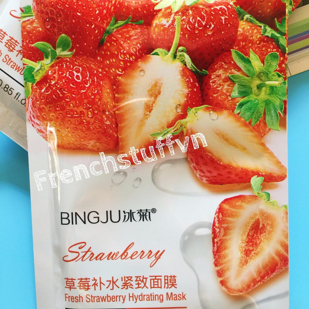 Mặt nạ cấp ẩm dâu đỏ Bingju.