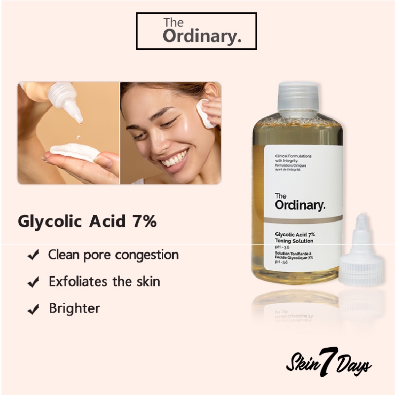 Toner Dưỡng Sáng Đều Màu Da The Ordinary Glycolic Acid 7% Toning Solution 240ml Làm Sáng Da Giúp Da Mịn Màng