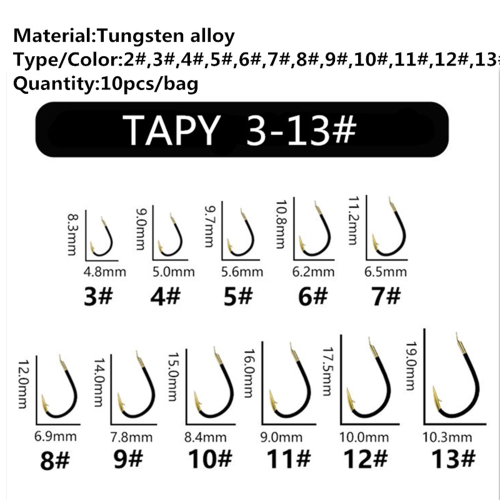 MUVAKO Bộ 10 móc câu cá bằng thép cacbon