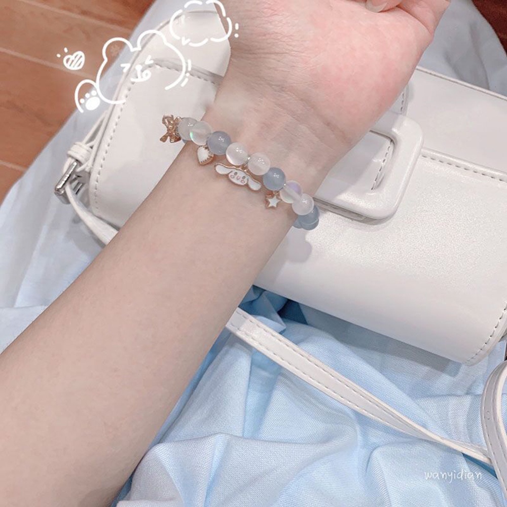 Vòng Tay Chuỗi Hạt Đá  Ngọc Yanqueens Bích Phối Mặt Hình Chú Chó Nhỏ Xinh Thời Trang Cho Bạn Gái