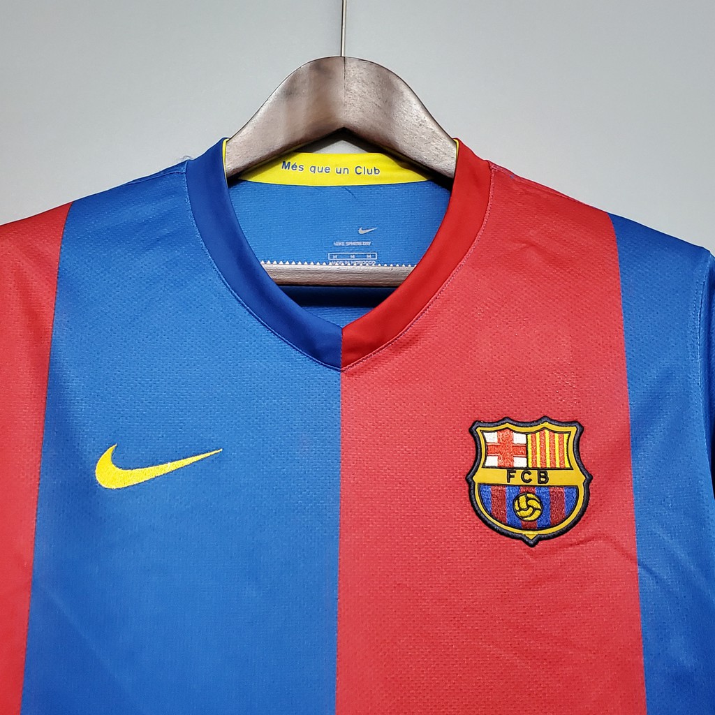 06-07 barcelona dài tay trang chủ retro bóng đá jersey bóng đá barca vintage jersey