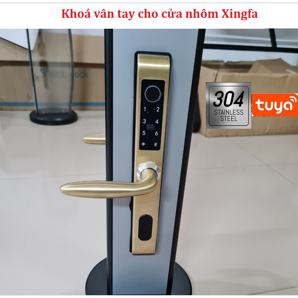 Khoá cửa vân tay cao cấp chuyên cho cửa nhôm kính App Tuya ( tuỳ chọn remote )