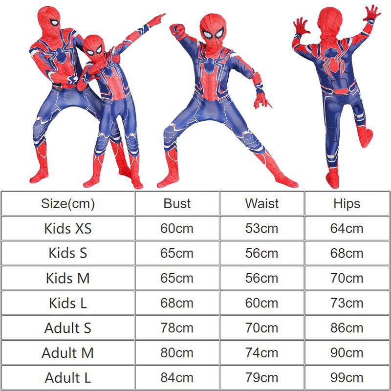 Avengers Endgame Iron Spiderman Peter·Parker Costum Jumpsuit Halloween Cosplay