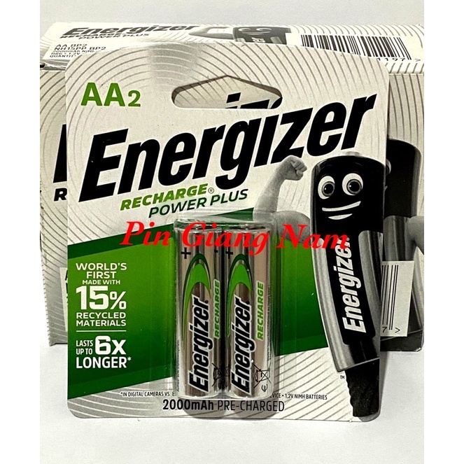 Pin sạc AA Energizer 2000mAh NH15RP2 Power Plus Vỉ 2 viên