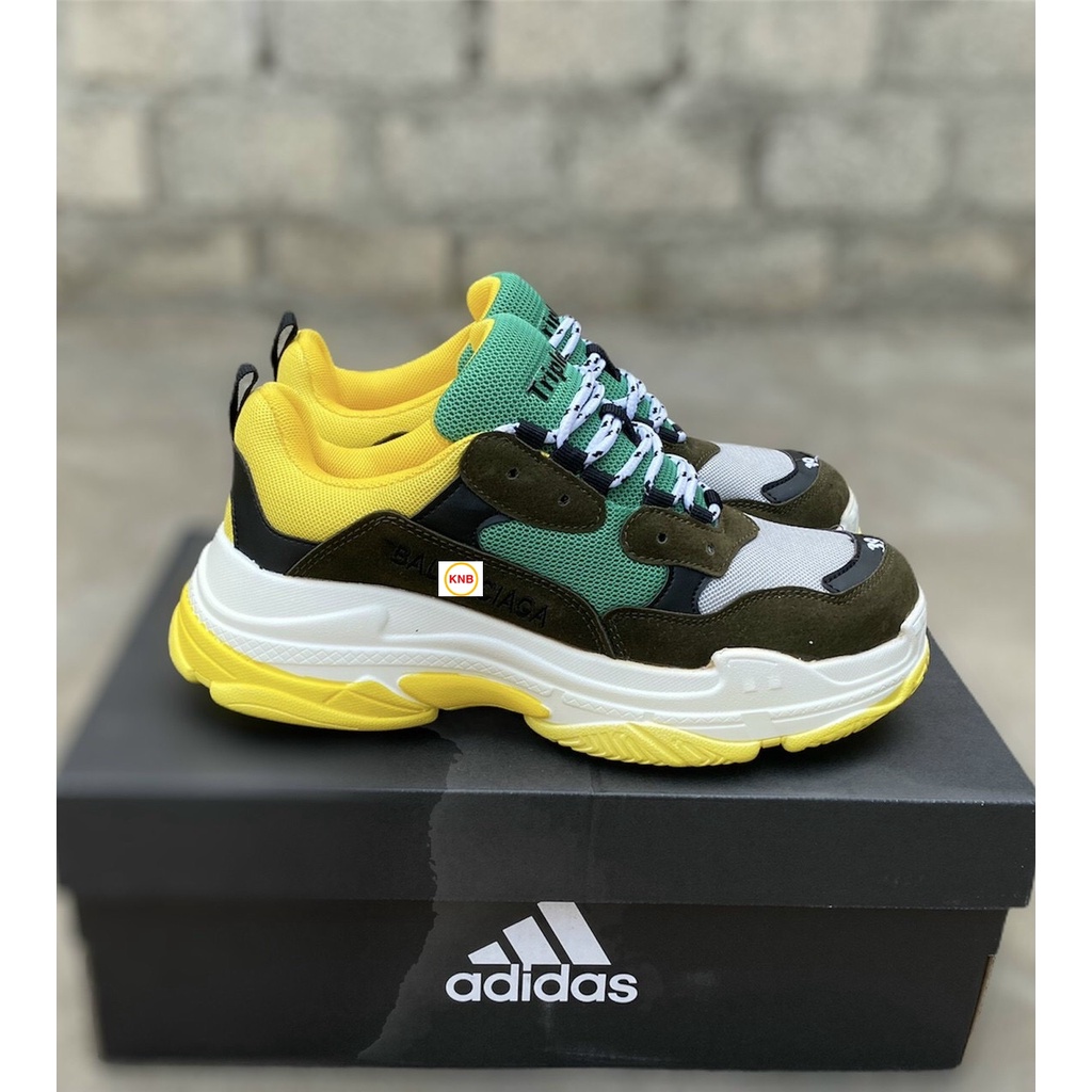 [Tặng tất + Freeship] GIÀY BALENCIAGA Triple S thể thao nam nữ sneaker cao cấp phối vàng xanh rêu, size 36-43....