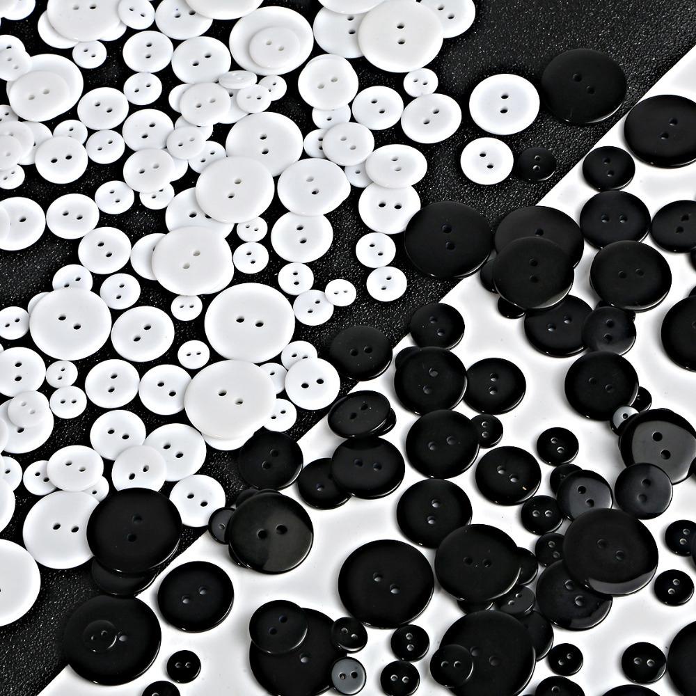 Set 100 cúc áo hai lỗ bằng nhựa resin DIY đa kích thước