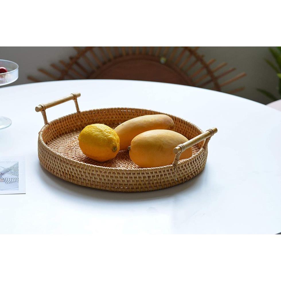khay mây tre đan tay cầm gỗ GIÁ XƯỞNG SẢN XUẤT