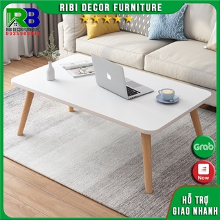 Bàn trà nhật, bàn trà hình chữ nhật chân gỗ tròn tự nhiên sơn PU chắc chắn BTBSF320
