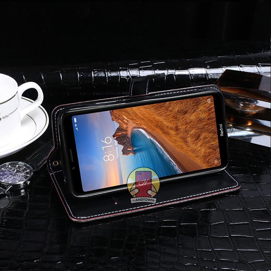 Bao da kiêm ví đựng thẻ Xiaomi Redmi 7A vân cá sấu