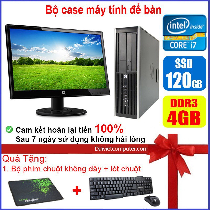 Bộ case máy tính để bàn HP CPU Core i7 / i5 / i3 / Ram 4GB / SSD 120GB / 240G + Màn hình 19 inch 95