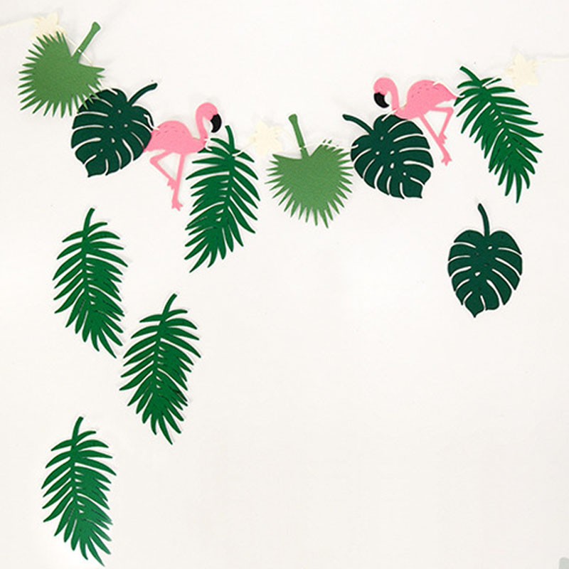 Dây gắn tường trang trí hình chim hồng hạc & lá cây phong cách Hawaii