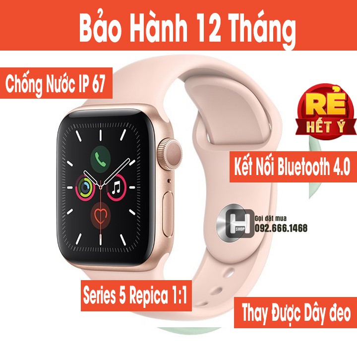 Đồng Hồ Seri 5 Kiểu dáng chuẩn + Chức năng đầy đủ+ Nhận tin nhắn + Trả lời cuộc gọi + Đổi mặt đồng hồ