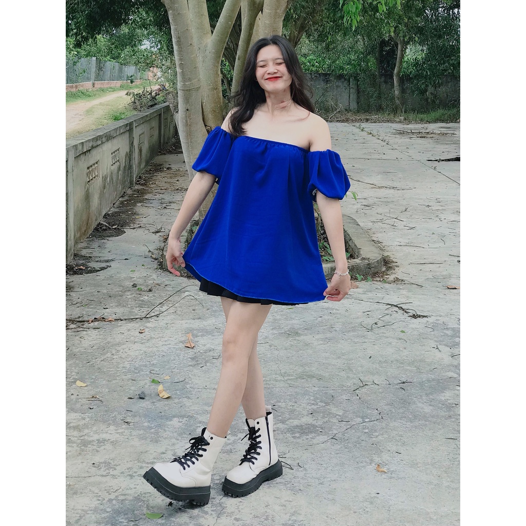 Áo trễ vai tay phồng tiểu thư rộng dễ thương | BigBuy360 - bigbuy360.vn