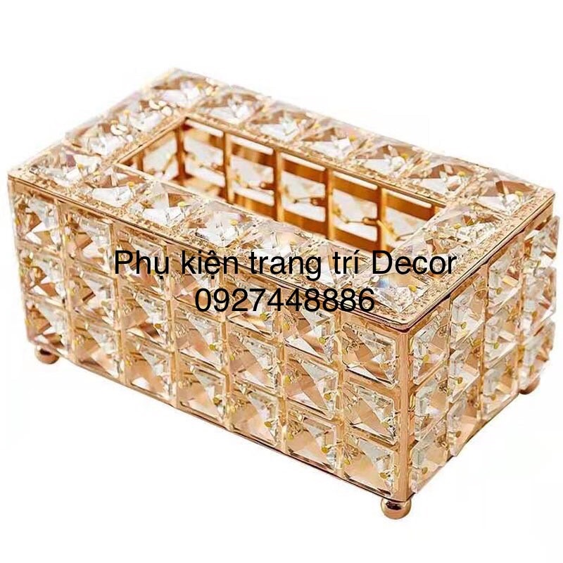 Hộp đựng giấy ăn hợp kim đính đá Decor 8886