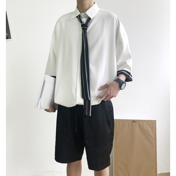 Áo Sơ Mi Nam Ngắn Tay Phối Cà Vạt Thanh Lịch Kiểu Dáng Hàn Trẻ Trung SOMI NAM 9000015CCC | BigBuy360 - bigbuy360.vn