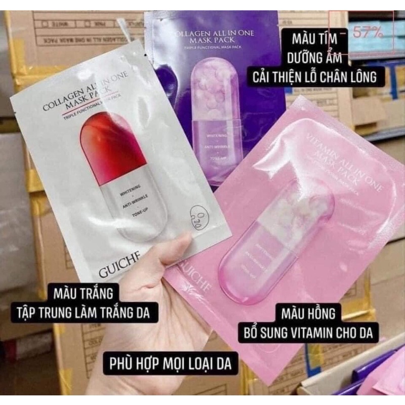 Mặt Nạ Dưỡng Trắng Căng Bóng, Chống Lão hoá Guiche (Hộp 7 miếng)