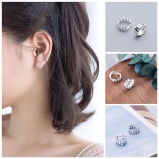 Bông Tai,Khuyên Tai Bạc 925 Hình Lá Tròn Cực Dễ Thương