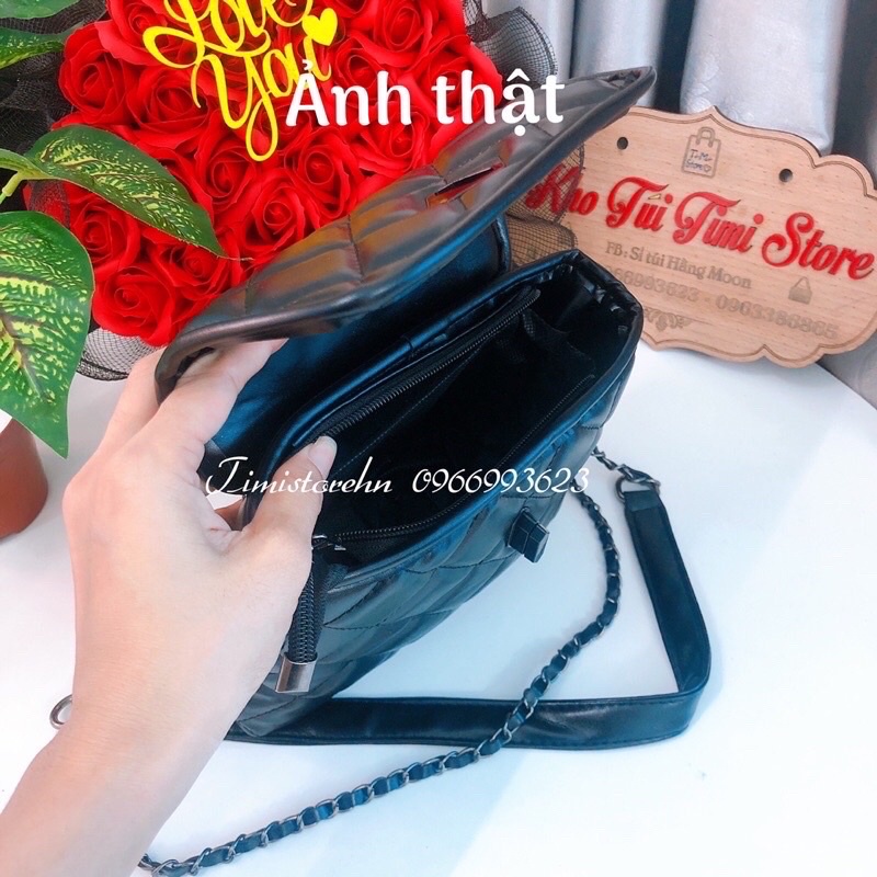 Túi đeo chéo nữ trần trám khóa xoay thời trang TIMIBAGS TM010