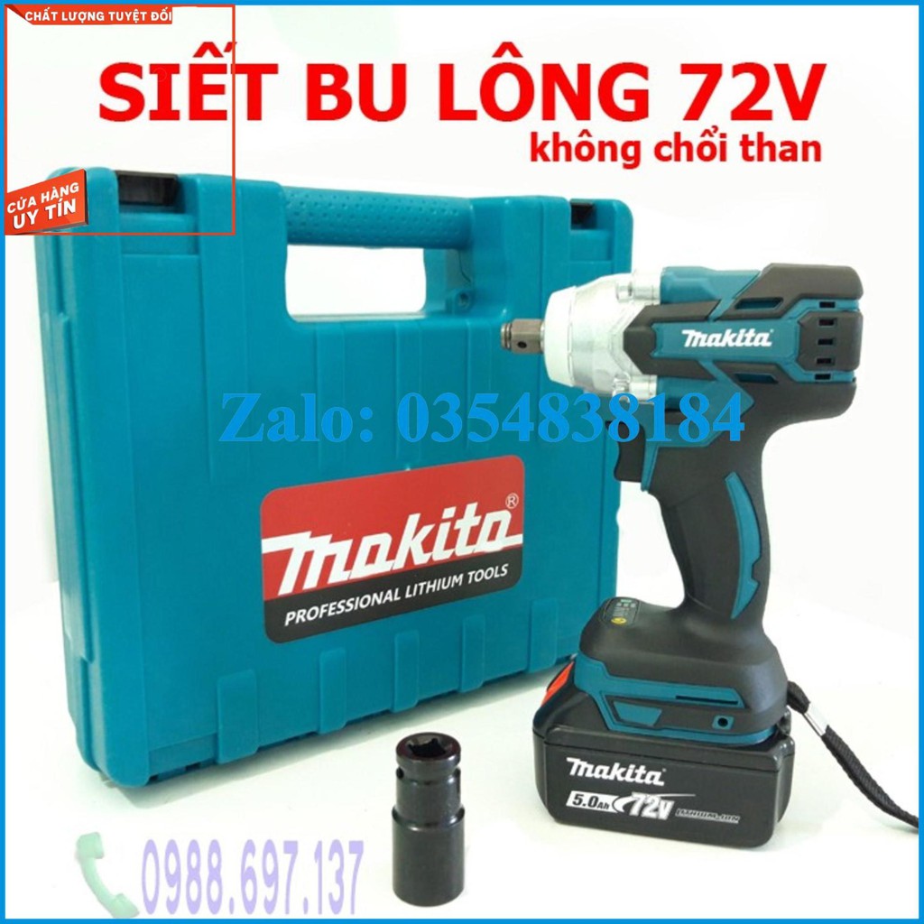 SIẾT BU LÔNG KHÔNG CHỔI THAN MAKlTA BTW72V + 2 pin