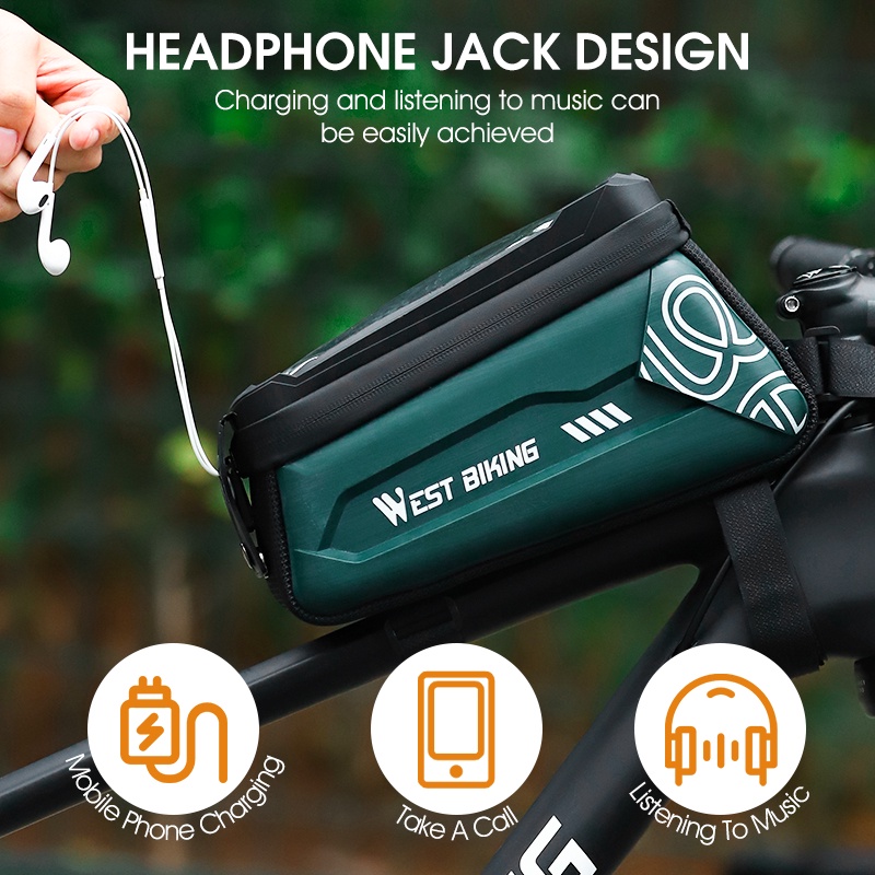 Túi đựng điện thoại cảm ứng 7.0 inch WEST BIKING 2.5L gắn khung xe đạp chống nước tiện dụng
