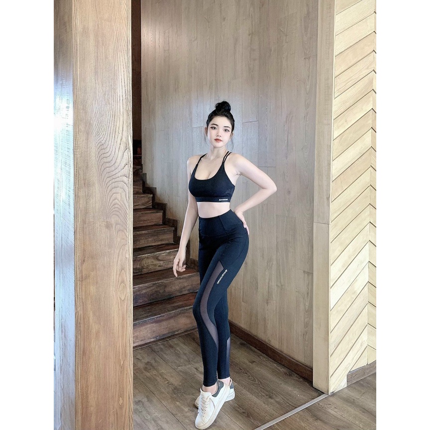 Đồ tập gym yoga nữ naqi thun lì mịn cao cấp áo bra kèm mút quần dài gen bụng nâng mông cao cấp Bin Sports BD149