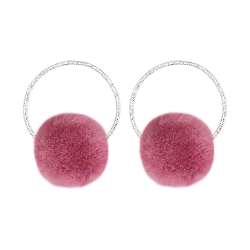 Dây Cột Tóc Cao Su Co Giãn Đính Bóng Lông Dễ Thương Cho Bé Gái