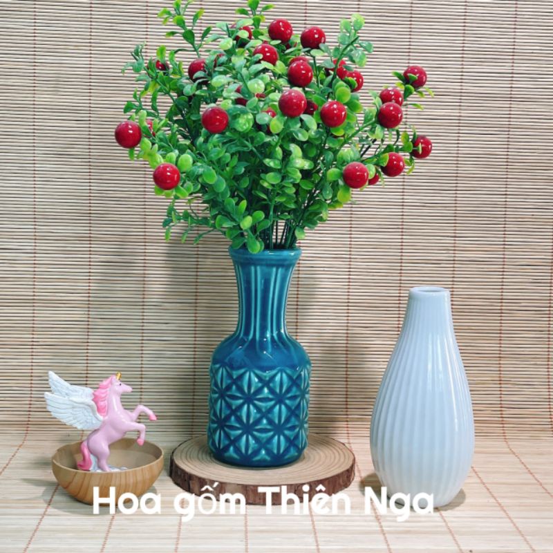 Lọ hoa gốm sứ cao 14 - 18 cm thắt nơ dễ thương