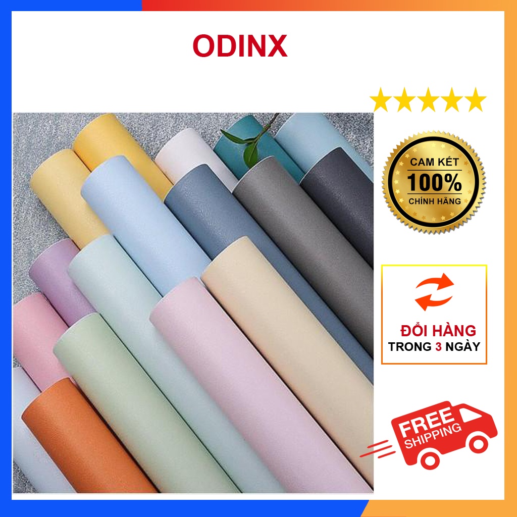 Giấy Dán Tường Phòng Ngủ Trơn 1 Màu Có Sẵn Keo Cuộn 10m Khổ 45cm ODINX