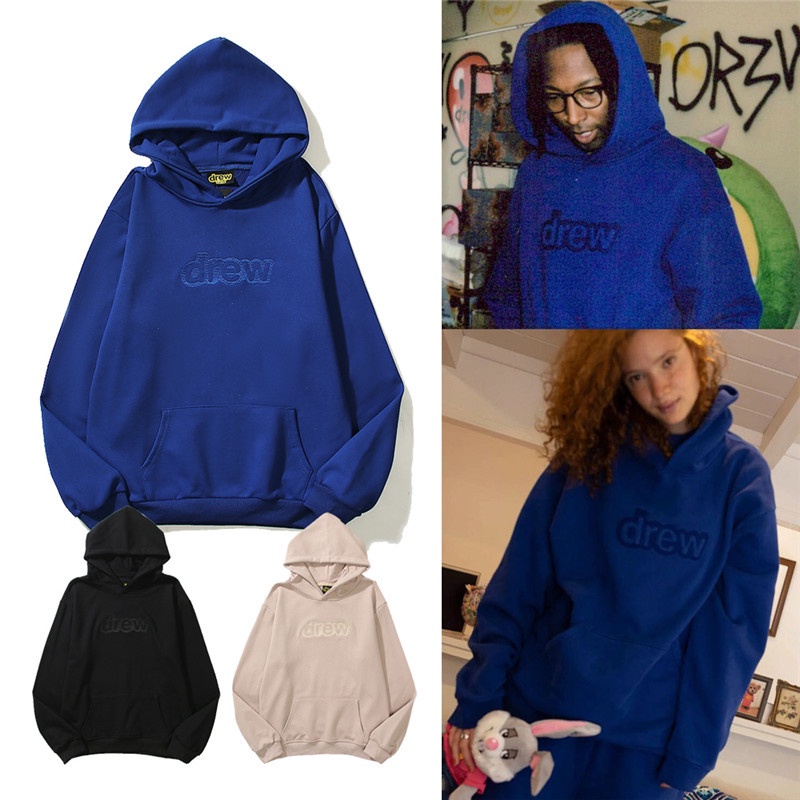 Áo Hoodie Cotton Plus Size Thêu Chữ DREW Cho Nam Nữ