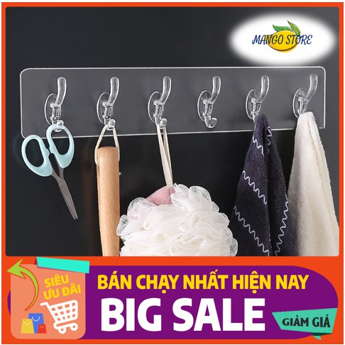 THANH 6 MÓC TREO DÁN TƯỜNG Trong Suốt siêu chịu lực