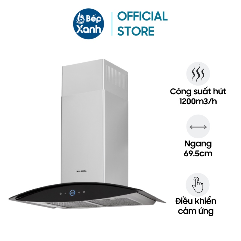 Máy Hút Mùi Áp Tường Malloca MC 7018HS - Công Suất Hút 1200 m3/h - Ngang 69.5cm