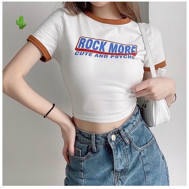 ÁO KIỂU CROPTOP TAY NGẮN NỮ ROCK CUTE ALOHASHOP91