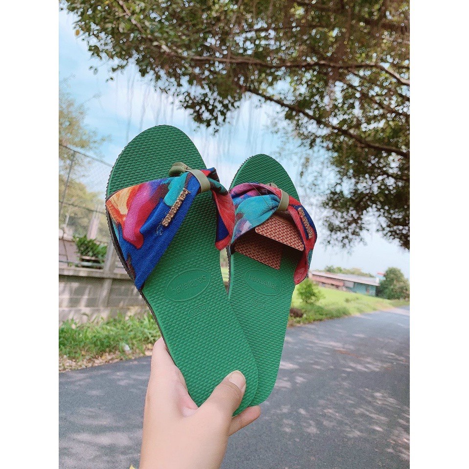 Dép kẹp  cao su ép, tông Thái Havaianas mẫu Nơ d132- Lululola