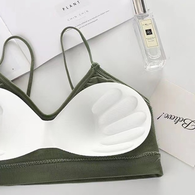 Áo bra 2 dây cotton gân tăm, có mút mềm thoải mái HLBOUTIQUE B614