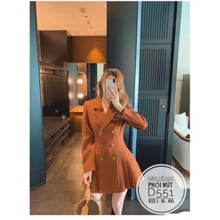 Bigsize Đầm cổ vest phối nút D551