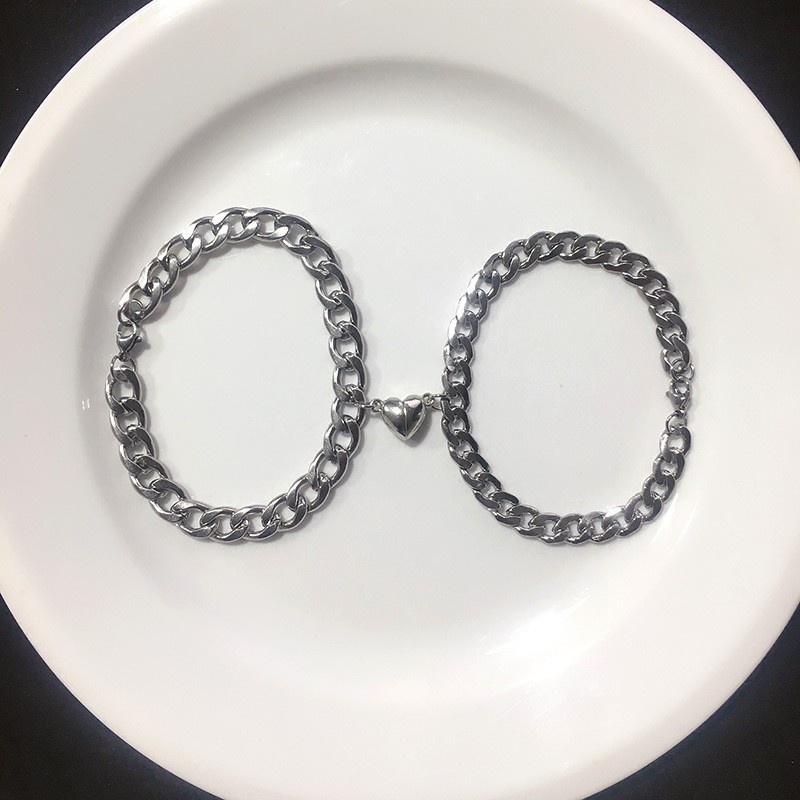 Vòng Tay Thép Titan Đơn Giản Từ Tính Dành Cho Cặp Đôi Nam Nữ