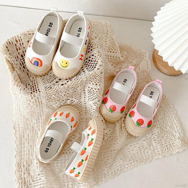 Giày vải canvas in hoạt hình kiểu Hàn Quốc dễ thương cho bé gái