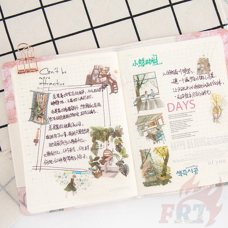 &gt; Ready Stock &lt; ❉ Family Time Giấy và decal dán tường ❉6Sheet/Set DIY Diary Scrapbooking Decals Stickers