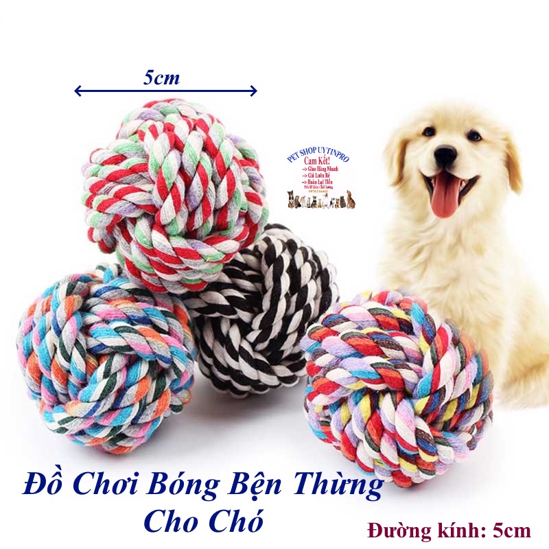 Đồ Chơi Bóng Bằng Thừng Bện Hình Cầu Tròn Huấn Luyện Thú Cưng Đường kính 5cm - Pet shop Uytinpro