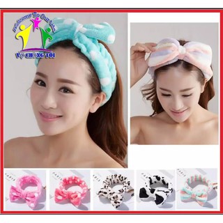 Combo băng đô trang điểm rửa mặt vải nhung nơ hoàn hảo - thương hiệu VỢ CHỒNG TÔI