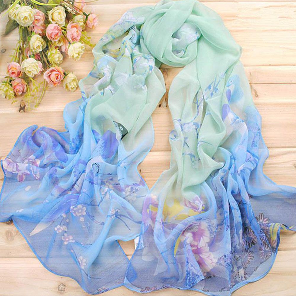 BLISS Fashion Scarves Floral Pashmina Beach Women Chiffon Wrap Summer Printed Casual Long/Multicolor