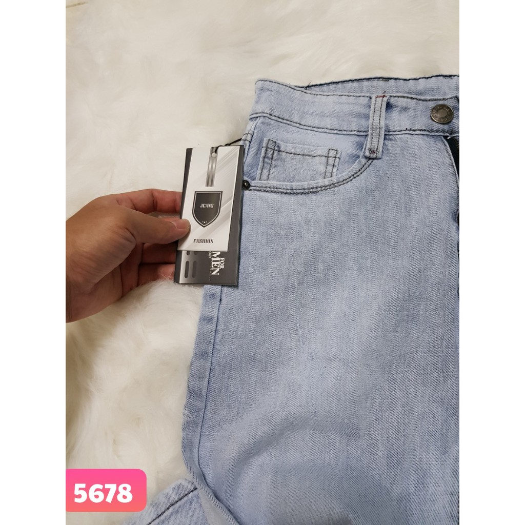 Quần Jean Nam trơn Chất Bò Cào Nhẹ Wash bạc DRAU STORE Cao Cấp MS 5678 TS MON