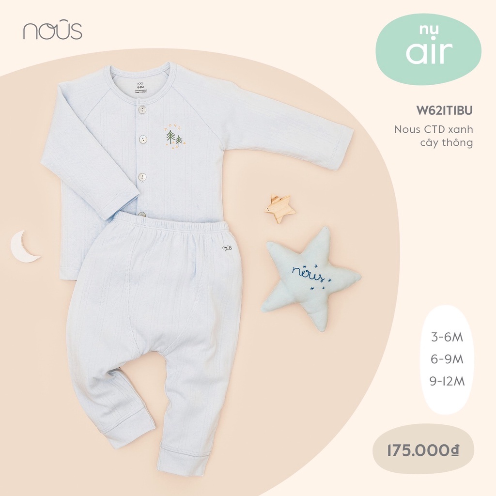 Bộ quần áo Nous bé trai bé gái cài thảng dài tay