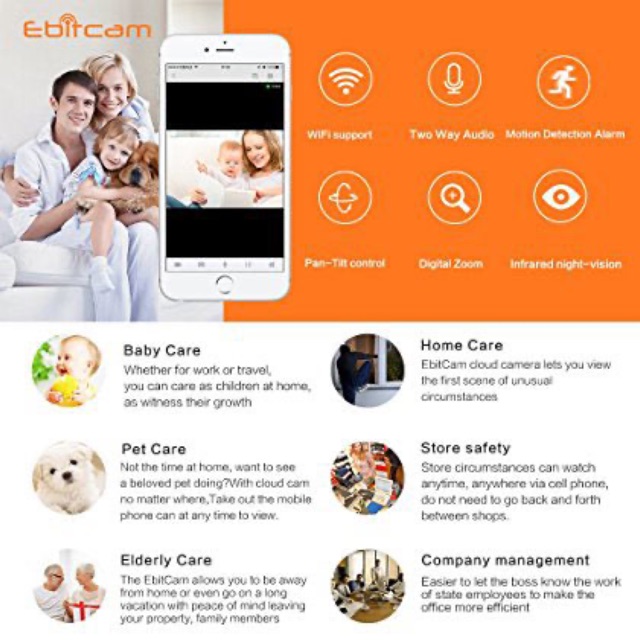 Camera IP Wifi 2.0MP EBITCAM E2 1080P + Thẻ nhớ 32Gb